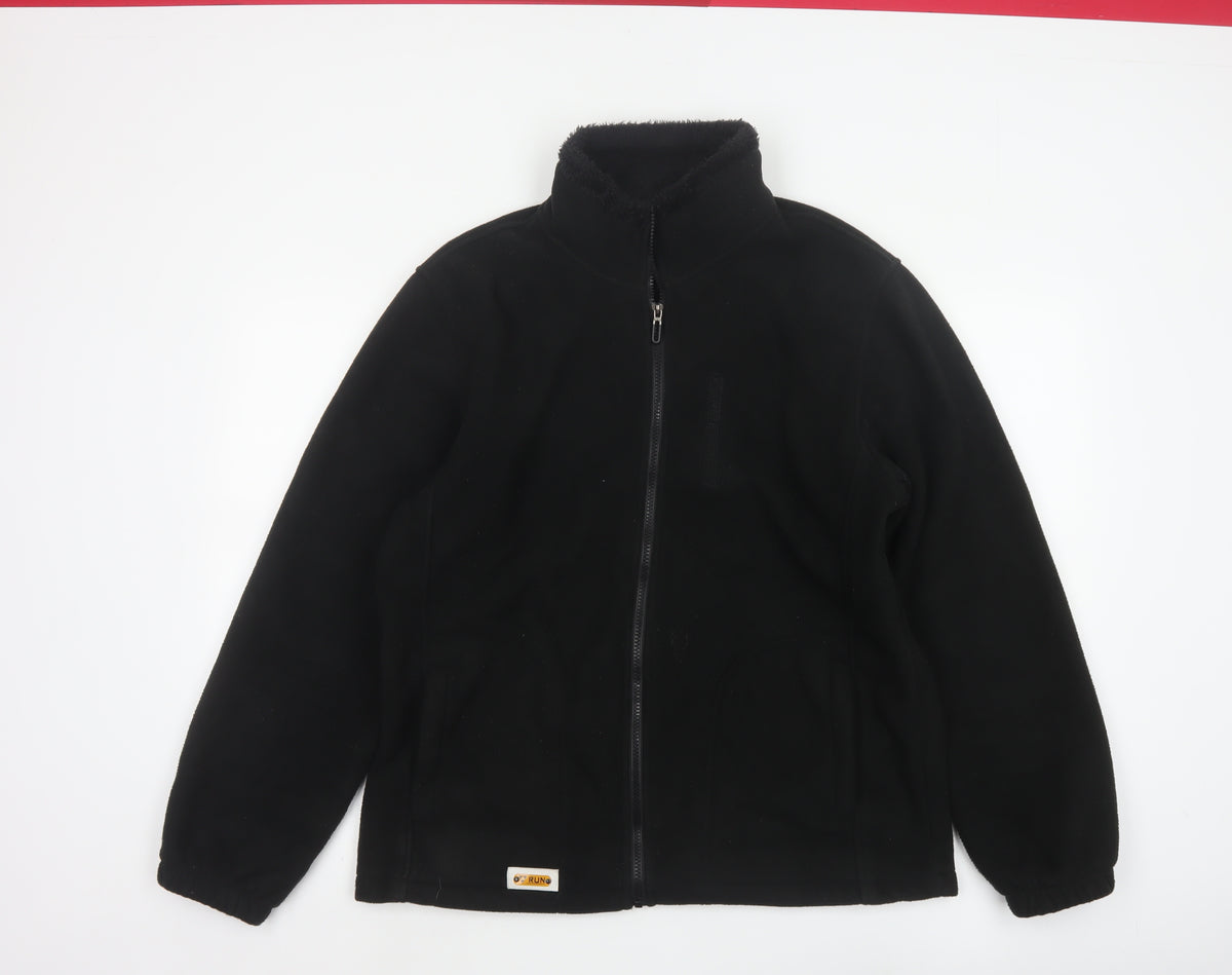 Manfinity Men’s Black L Fleece Zip Basic Jacket Stand Collar