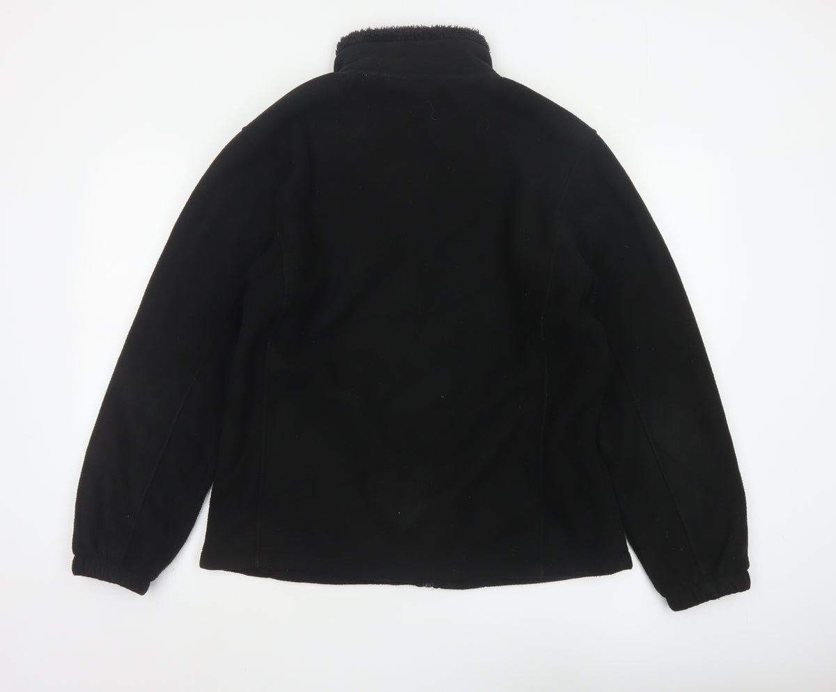 Manfinity Men’s Black L Fleece Zip Basic Jacket Stand Collar