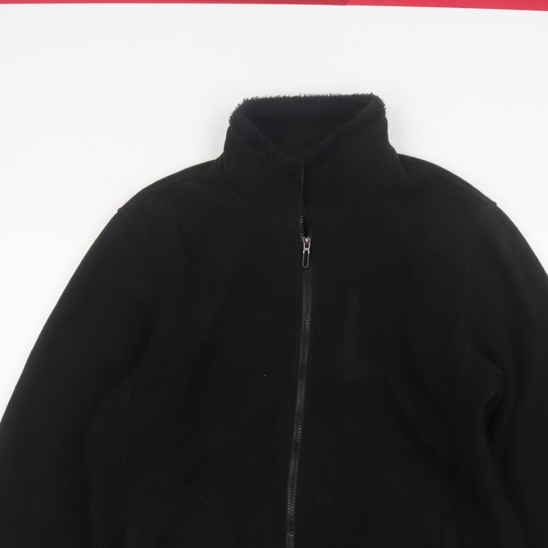 Manfinity Men’s Black L Fleece Zip Basic Jacket Stand Collar