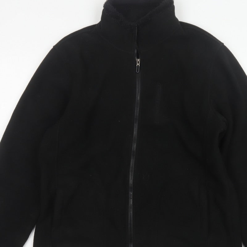 Manfinity Men’s Black L Fleece Zip Basic Jacket Stand Collar