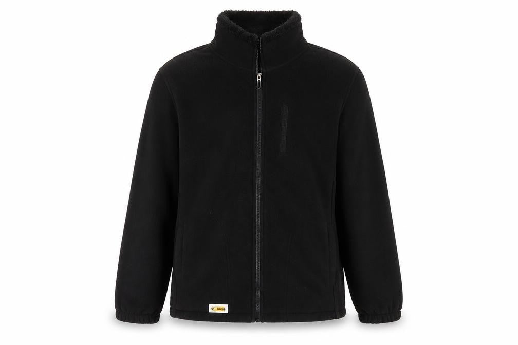 Manfinity Men’s Black L Fleece Zip Basic Jacket Stand Collar