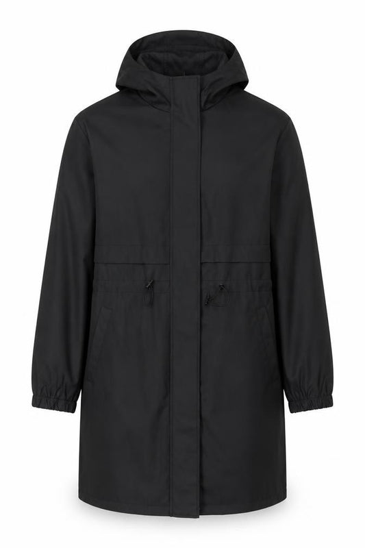 Primark Men's Black L Hooded Long Parka Coat Drawstring