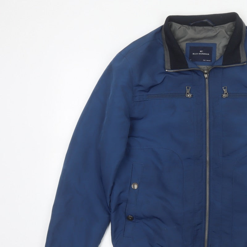 Blue Harbour Men’s Blue S Padded Bomber Jacket Full Zip