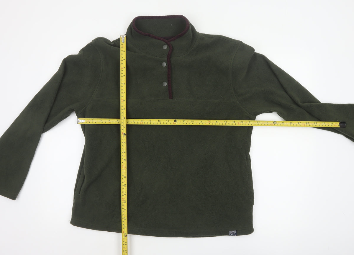 Weird Fish Women’s Green Fleece Snap Pullover Sweatshirt UK 16