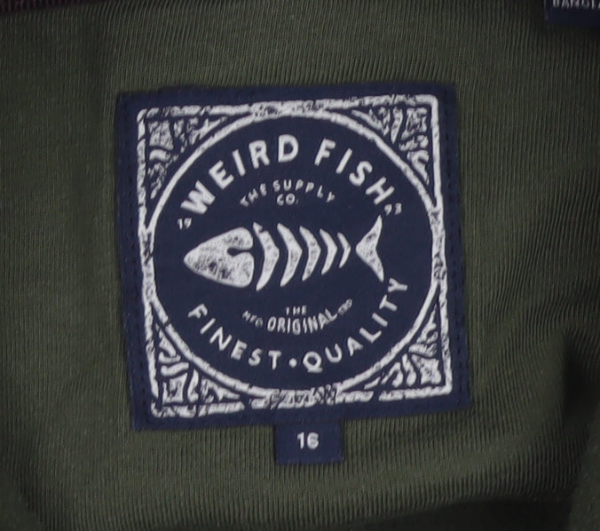 Weird Fish Women’s Green Fleece Snap Pullover Sweatshirt UK 16