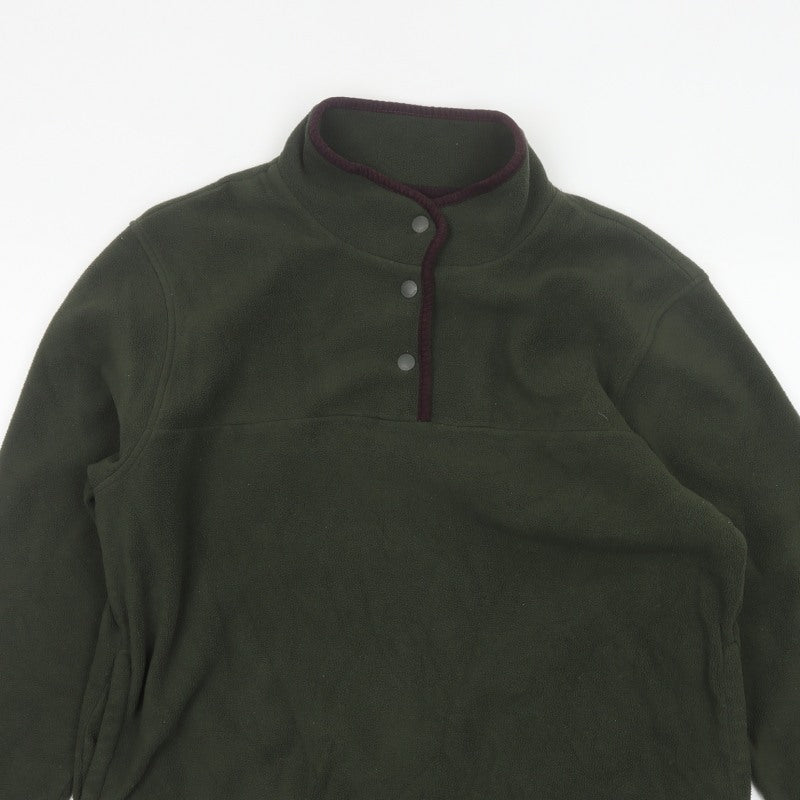 Weird Fish Women’s Green Fleece Snap Pullover Sweatshirt UK 16