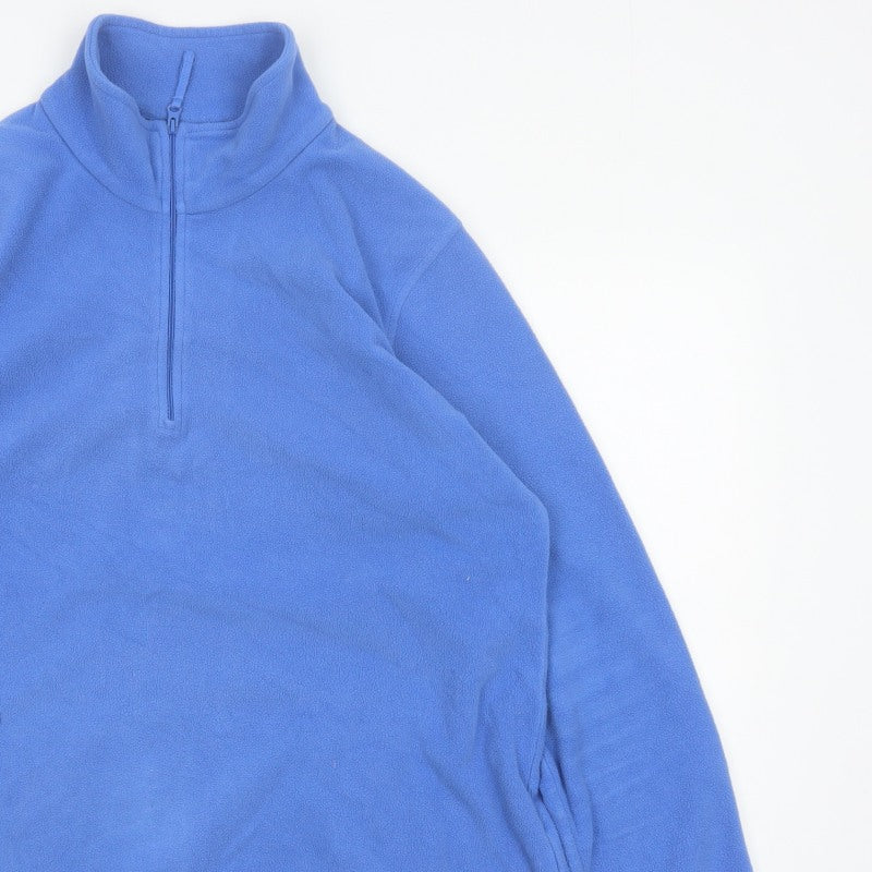 Mountain Warehouse Men Blue L 1/4 Zip Fleece Pullover Sweatshirt