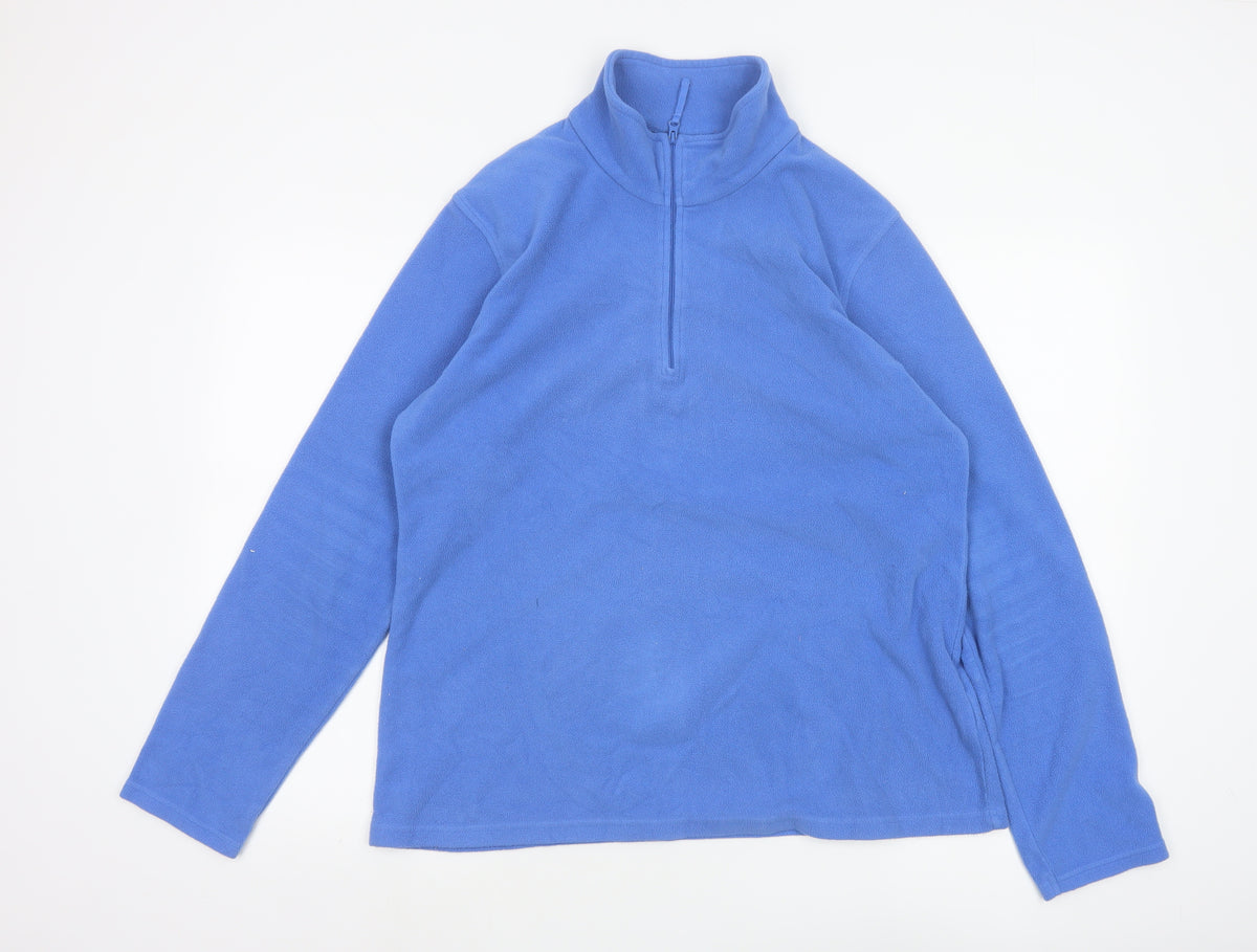 Mountain Warehouse Men Blue L 1/4 Zip Fleece Pullover Sweatshirt