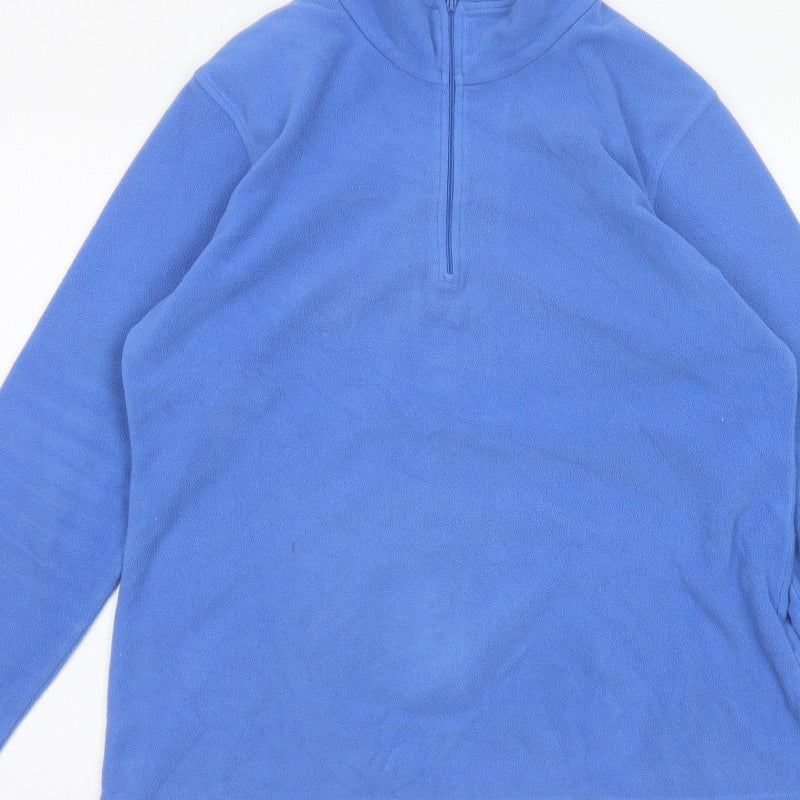 Mountain Warehouse Men Blue L 1/4 Zip Fleece Pullover Sweatshirt
