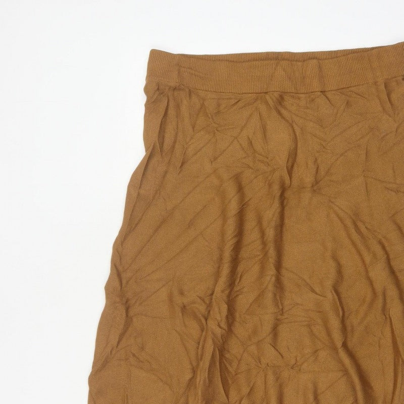 Marks & Spencer Women Brown Size 18 Flared Knit Midi Skirt