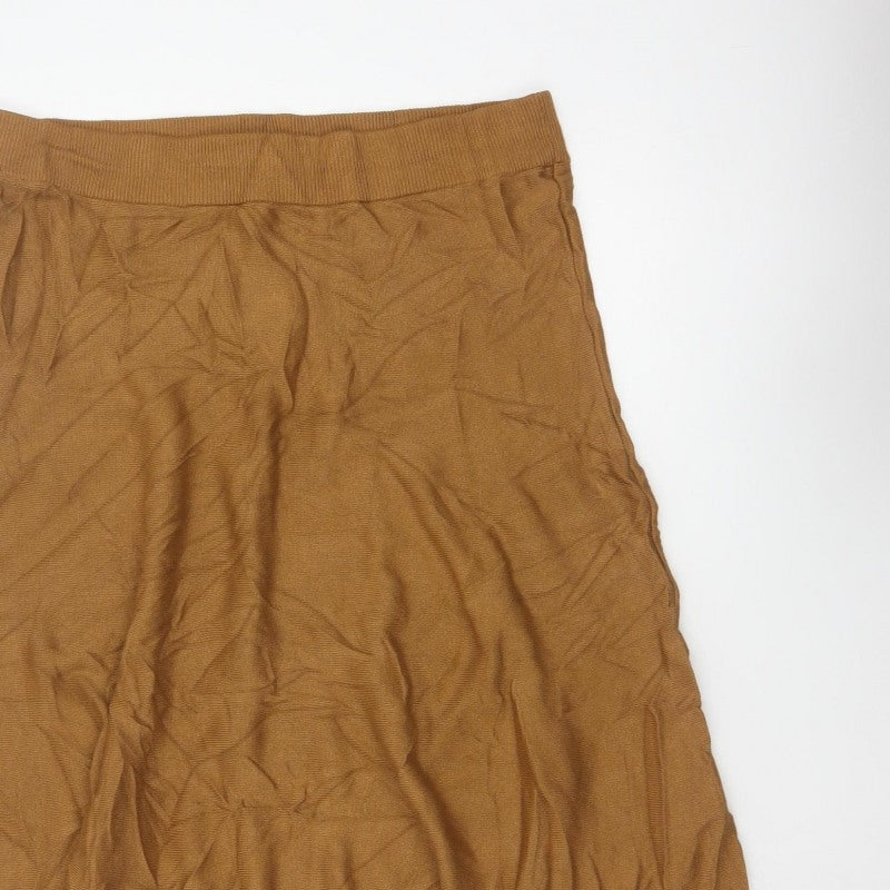 Marks & Spencer Women Brown Size 18 Flared Knit Midi Skirt