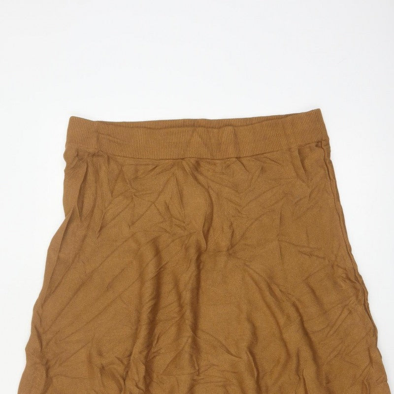 Marks & Spencer Women Brown Size 18 Flared Knit Midi Skirt