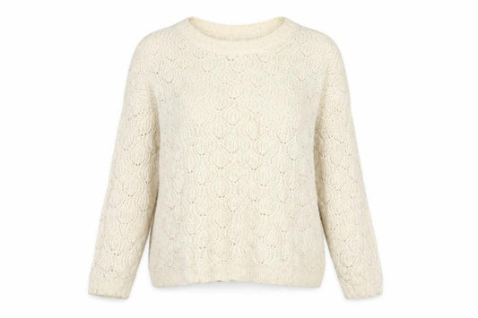 Fat Face Women Ivory UK 8 Cable Knit Crew Neck Jumper
