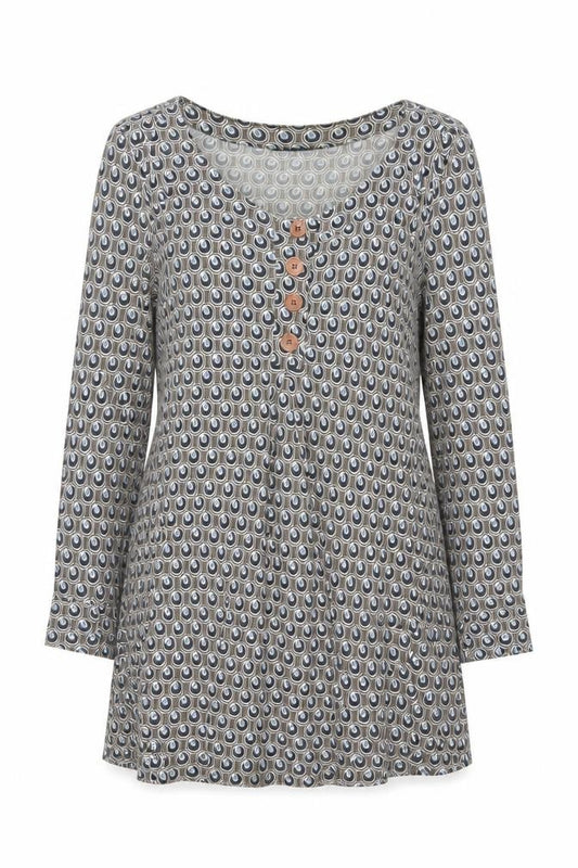 Boden Women’s Grey Geometric Fit & Flare Knee Length Dress UK 12