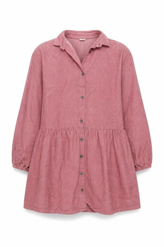 Next Girls Pink Corduroy Shirt Dress 10 Years Long Sleeve Collared