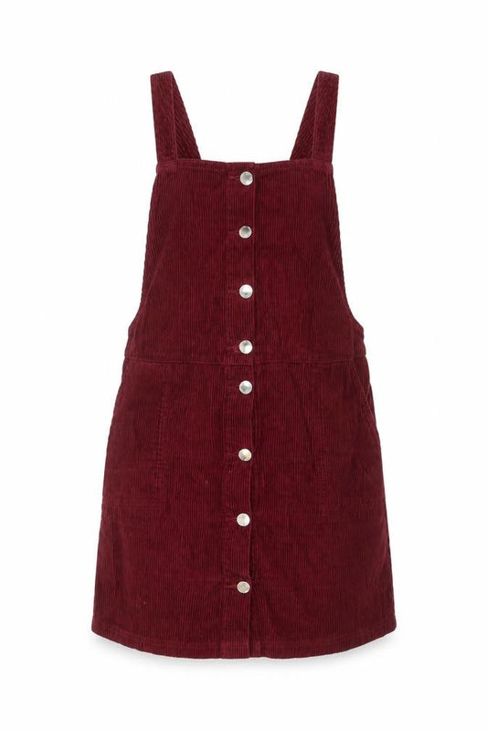 Miss Selfridge Women Red UK 12 Corduroy Pinafore Mini Dress Buttons