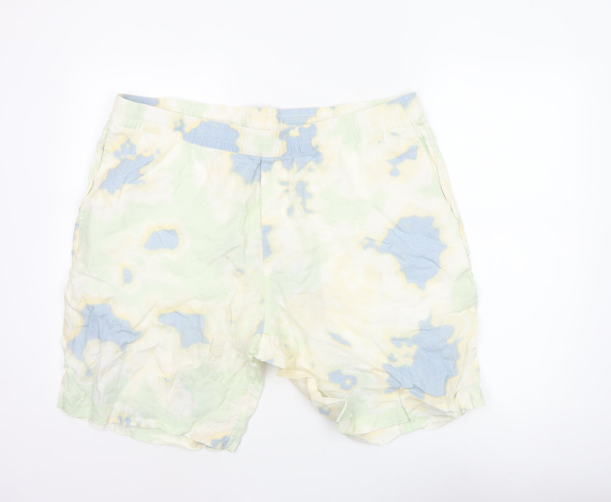 H&M Men’s XL Multicoloured Linen Relaxed Fit Summer Shorts Pockets