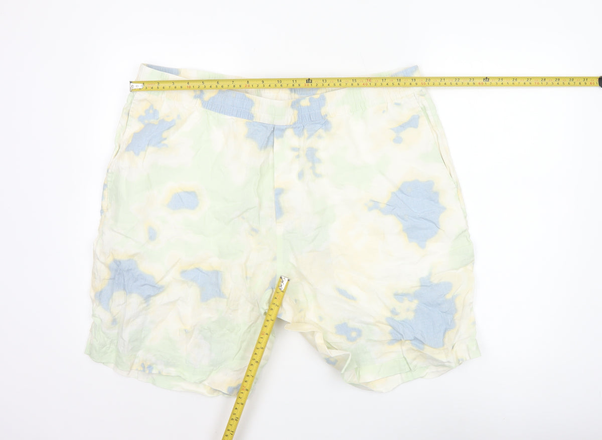 H&M Men’s XL Multicoloured Linen Relaxed Fit Summer Shorts Pockets