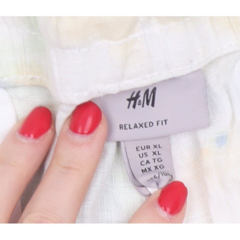 H&M Men’s XL Multicoloured Linen Relaxed Fit Summer Shorts Pockets
