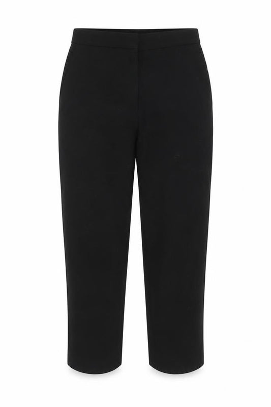 H&M Women Black UK 12 Straight Tailored Stretch Dress Trousers