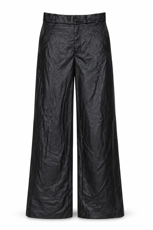 Zara Women’s Black UK 8 Faux Leather High Rise Wide-Leg Trousers