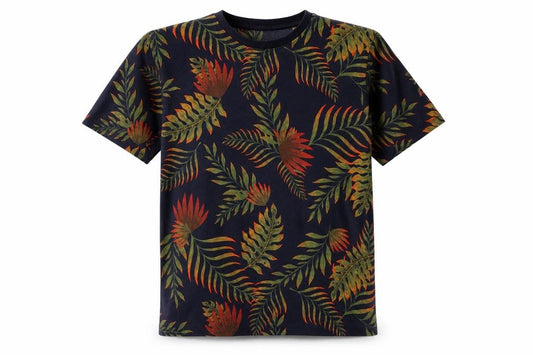 Next Men's Multicoloured L Tropical Floral Cotton Crew Neck T-Shirt