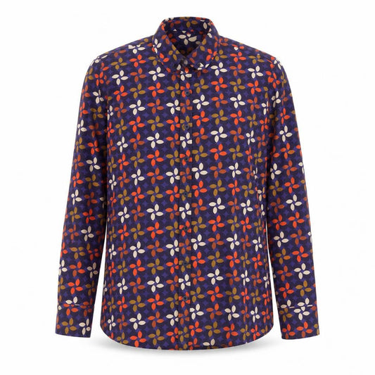 Madcap England Women’s Blue Geometric Retro Button-Up Shirt UK 10