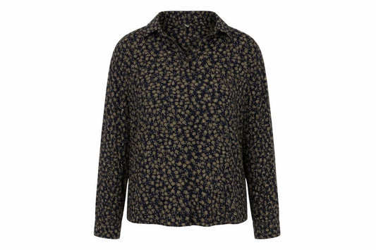 Seasalt Cornwall Women Blue Floral Cowl Neck Long Sleeve Blouse UK 12