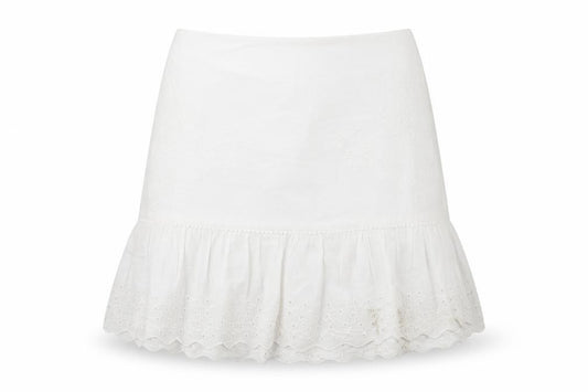 Marks and Spencer Women White UK 8 A-Line Ruffle Mini Skirt