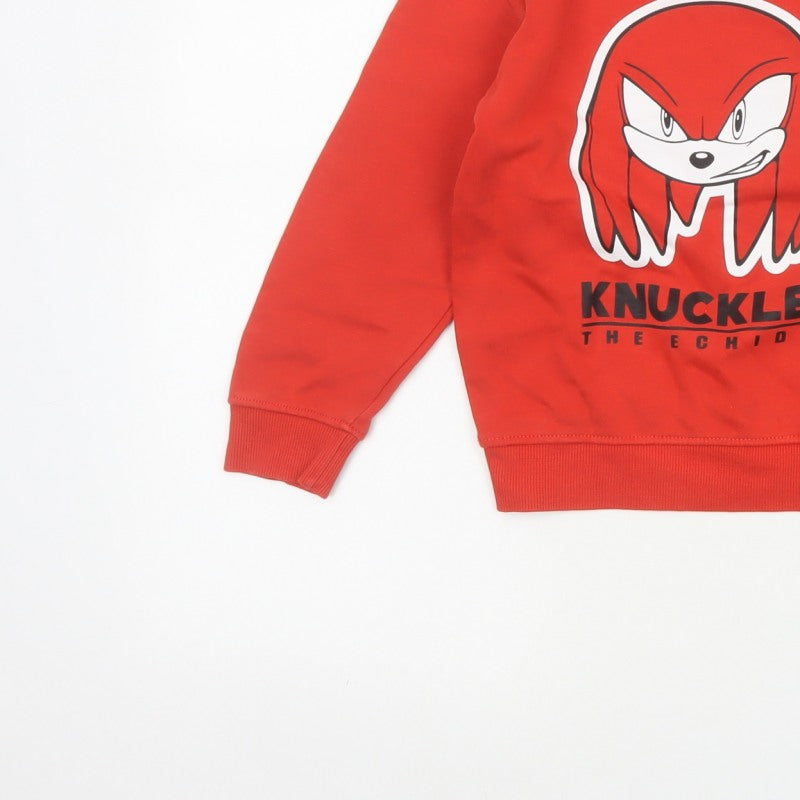 H&M Boys Red 4-5 Years Knuckles Sonic Graphic Pullover Sweatshirt