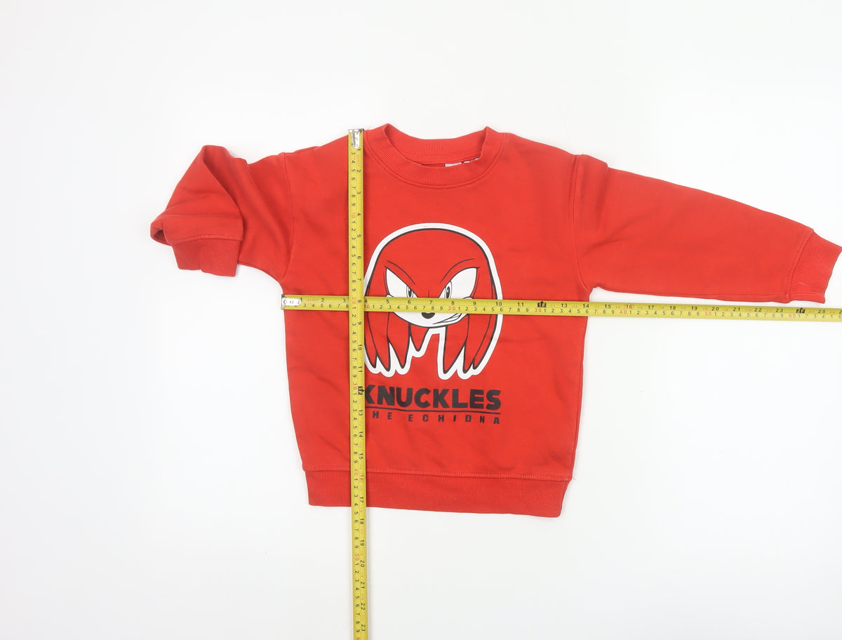 H&M Boys Red 4-5 Years Knuckles Sonic Graphic Pullover Sweatshirt