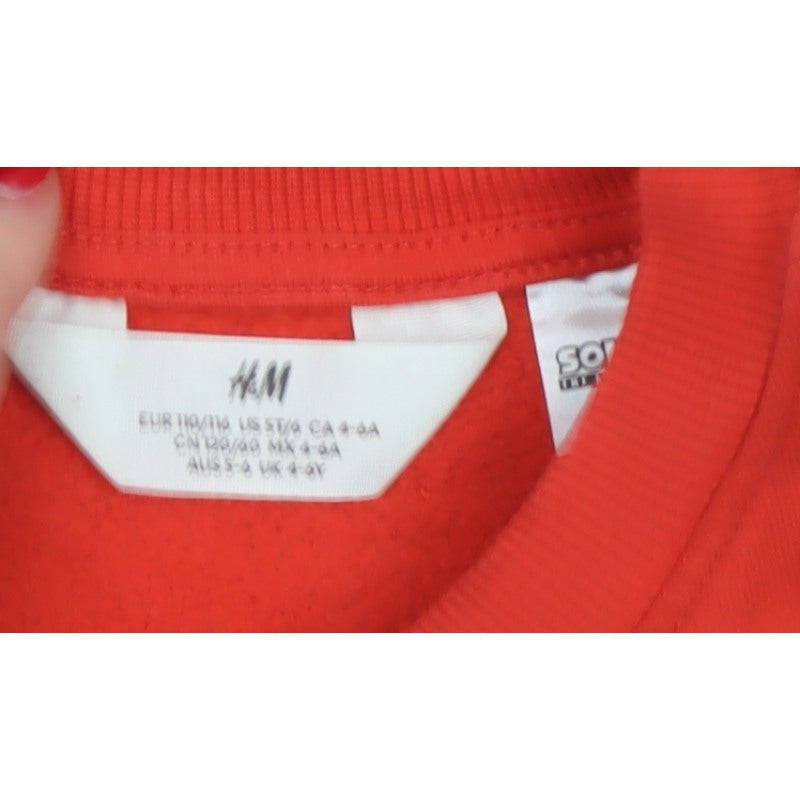 H&M Boys Red 4-5 Years Knuckles Sonic Graphic Pullover Sweatshirt