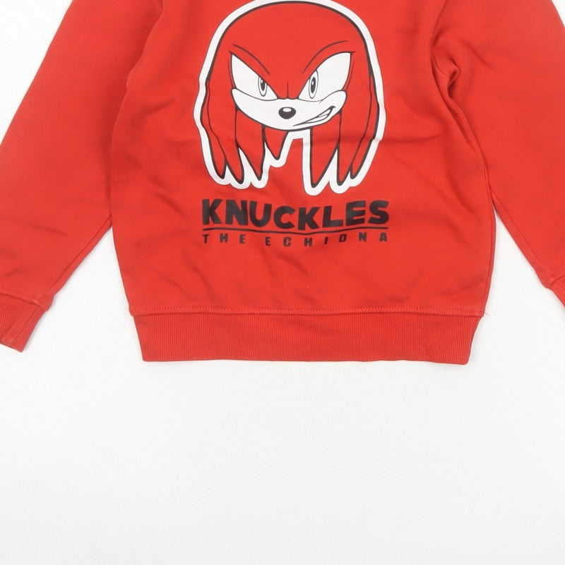 H&M Boys Red 4-5 Years Knuckles Sonic Graphic Pullover Sweatshirt
