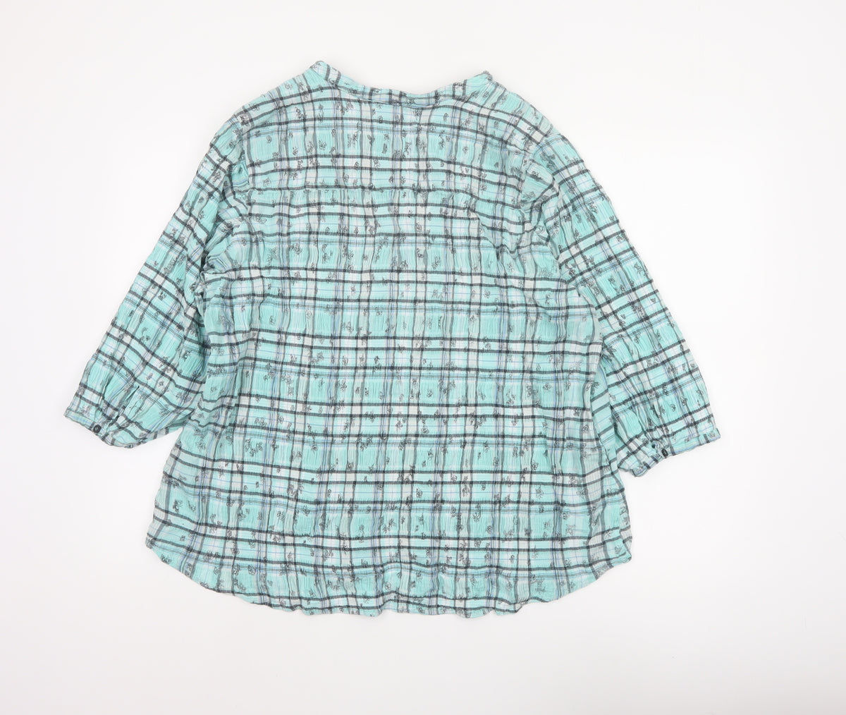 Marks and Spencer Women Blue UK 20 Check Butterfly Button-Up Blouse