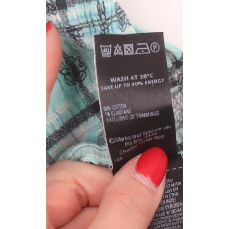 Marks and Spencer Women Blue UK 20 Check Butterfly Button-Up Blouse