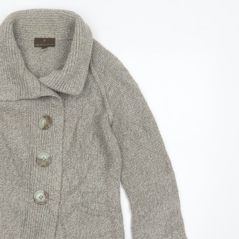 Fenn Wright Manson Women Beige Size 10 Chunky Knit Cowl Cardigan