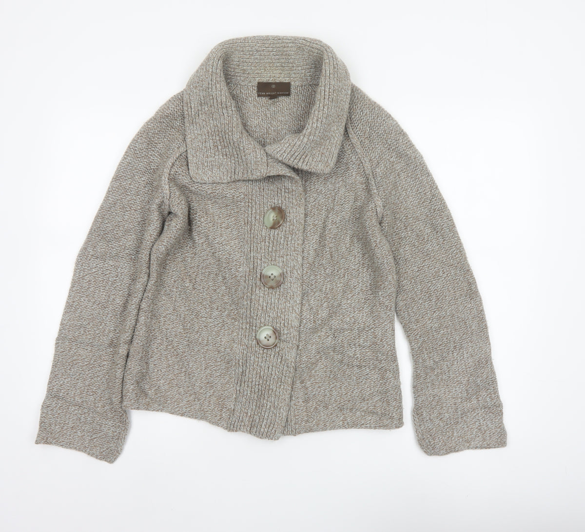 Fenn Wright Manson Women Beige Size 10 Chunky Knit Cowl Cardigan