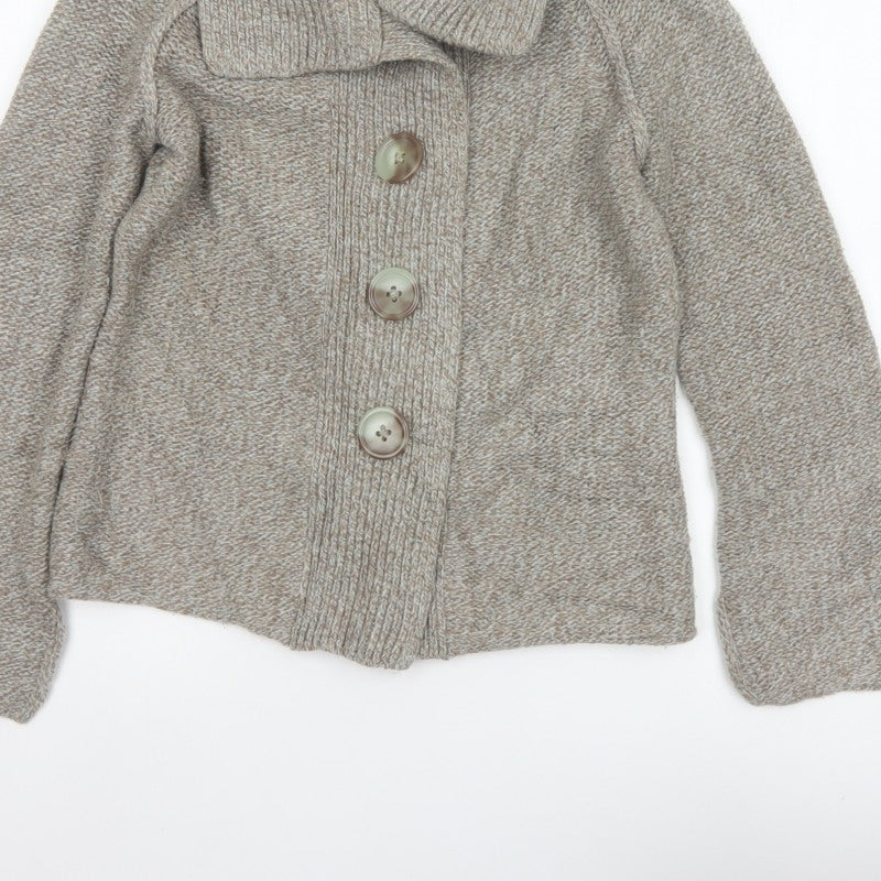 Fenn Wright Manson Women Beige Size 10 Chunky Knit Cowl Cardigan