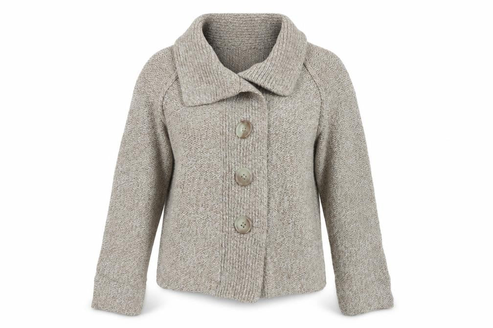 Fenn Wright Manson Women Beige Size 10 Chunky Knit Cowl Cardigan