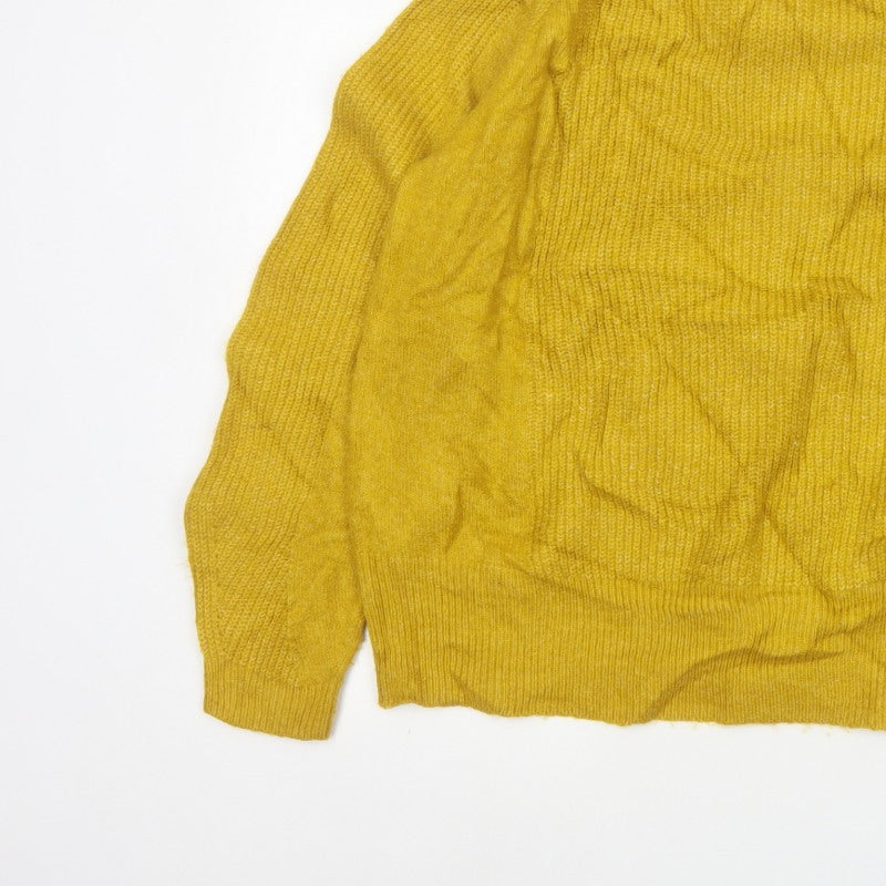 M&S Womens Yellow L Crew Neck Raglan Knit Pullover Jumper