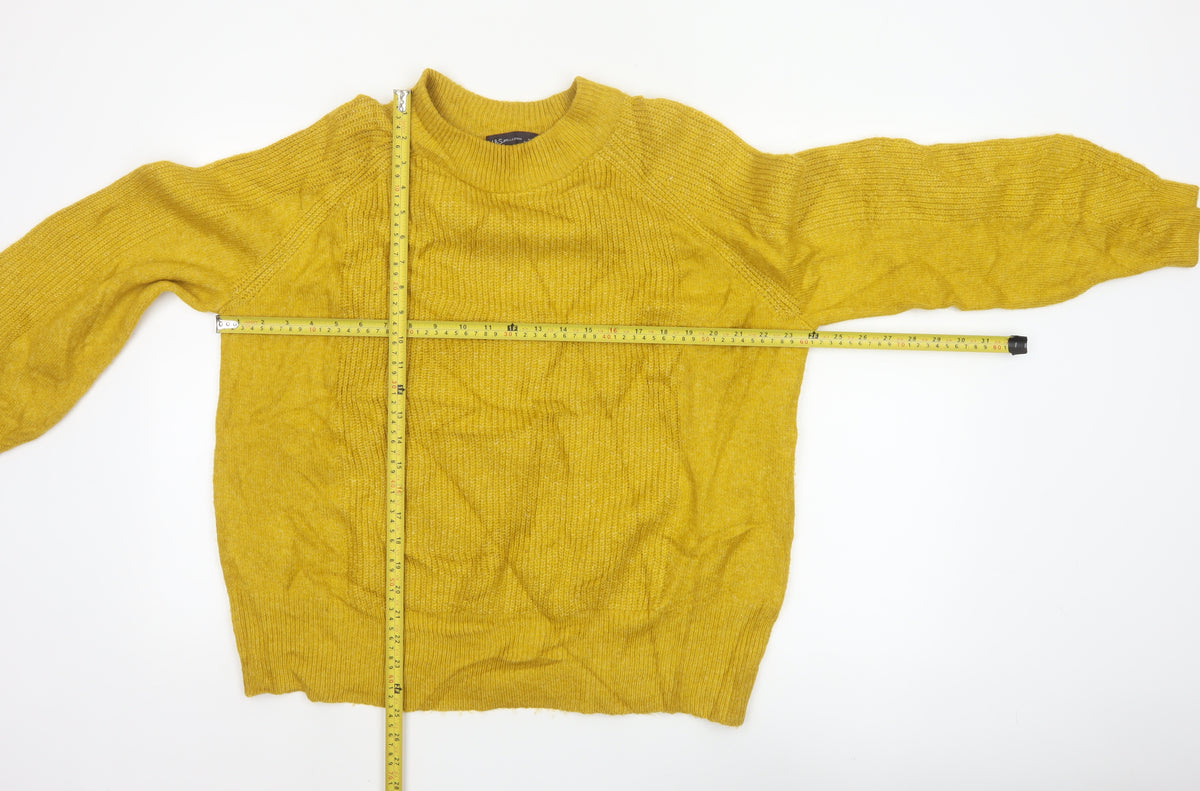 M&S Womens Yellow L Crew Neck Raglan Knit Pullover Jumper