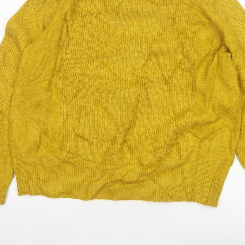 M&S Womens Yellow L Crew Neck Raglan Knit Pullover Jumper