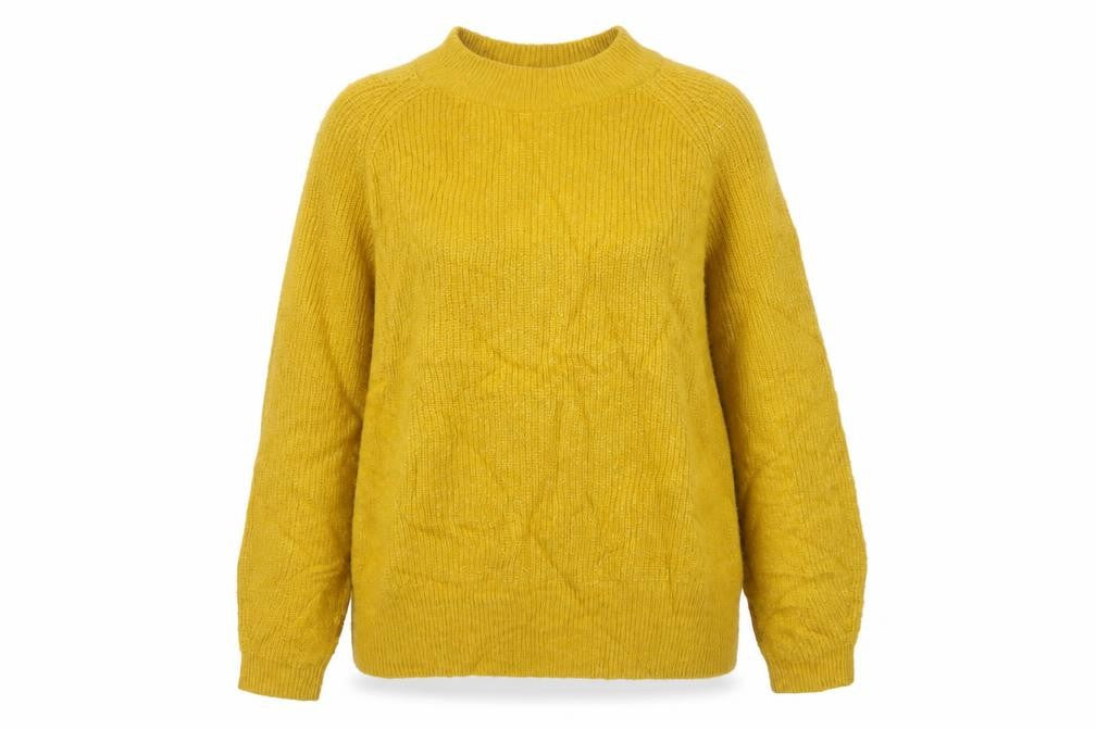 M&S Womens Yellow L Crew Neck Raglan Knit Pullover Jumper