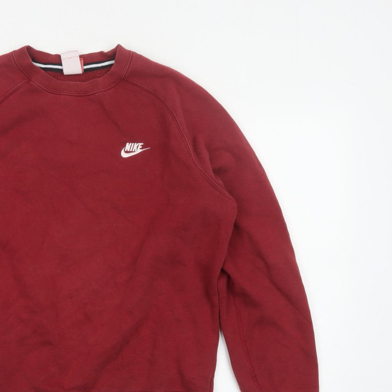 Nike Men's Red L Crew Neck Pullover Sweatshirt Embroidered Logo