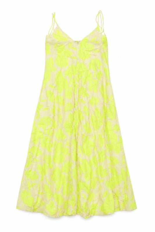 Gap Women Yellow Floral Cotton Maxi Dress Size S Strappy Tie Back