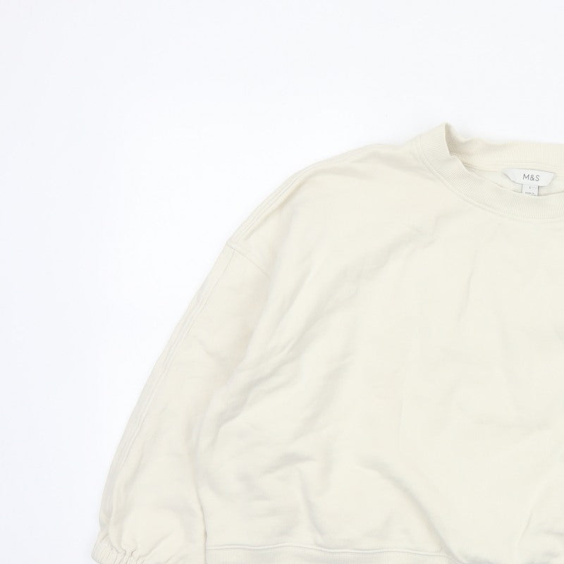 Marks and Spencer Women Ivory L Pullover Balloon Sleeve Sweatshirt