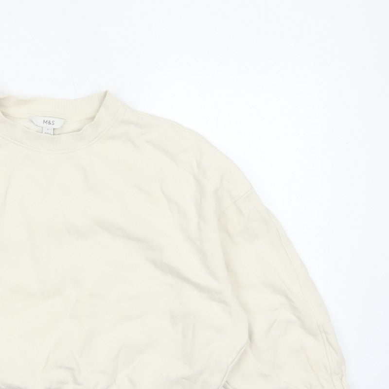 Marks and Spencer Women Ivory L Pullover Balloon Sleeve Sweatshirt