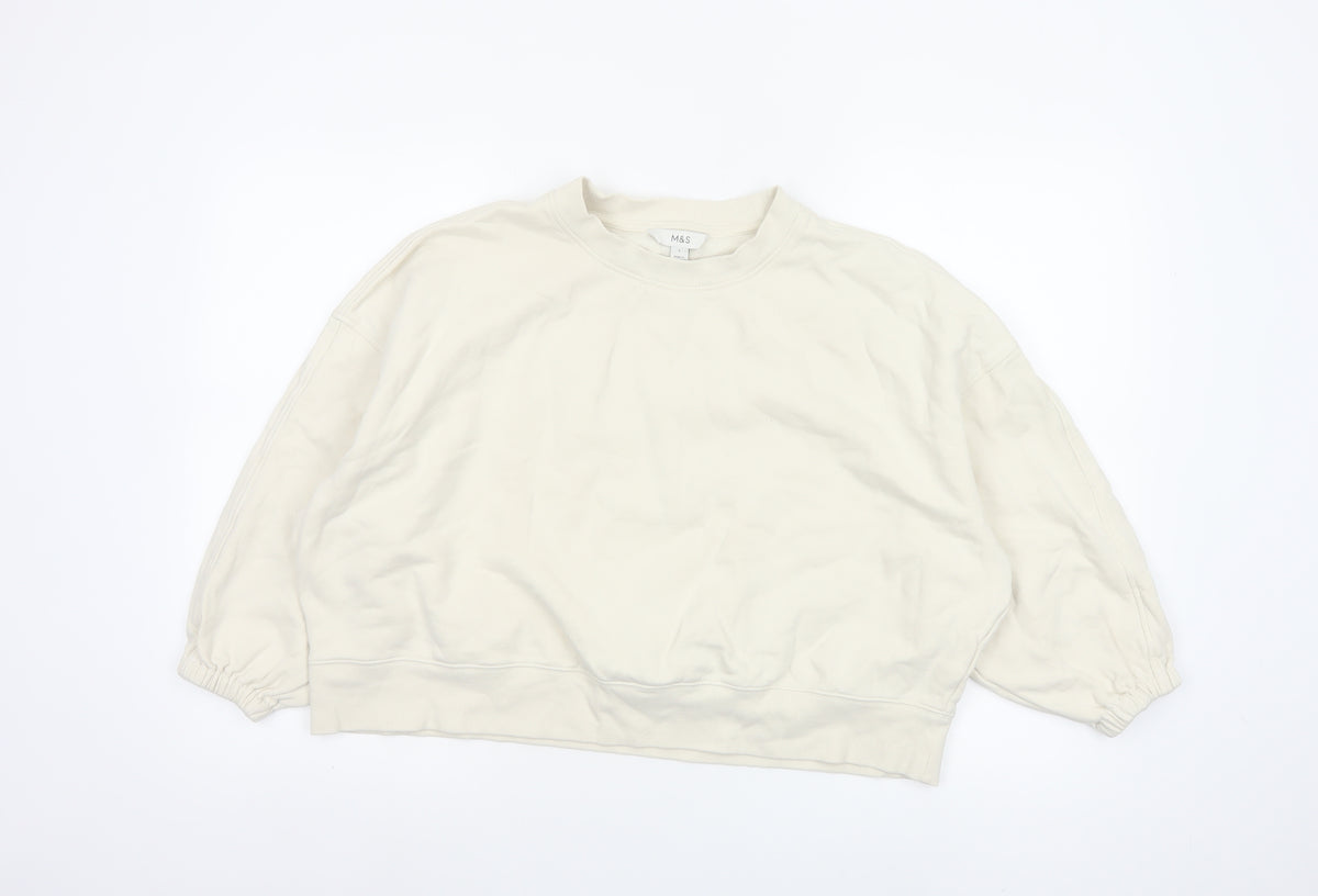 Marks and Spencer Women Ivory L Pullover Balloon Sleeve Sweatshirt