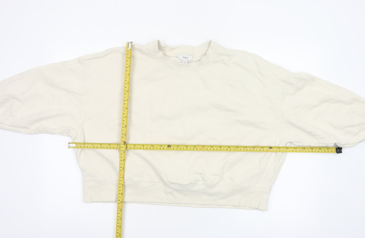 Marks and Spencer Women Ivory L Pullover Balloon Sleeve Sweatshirt