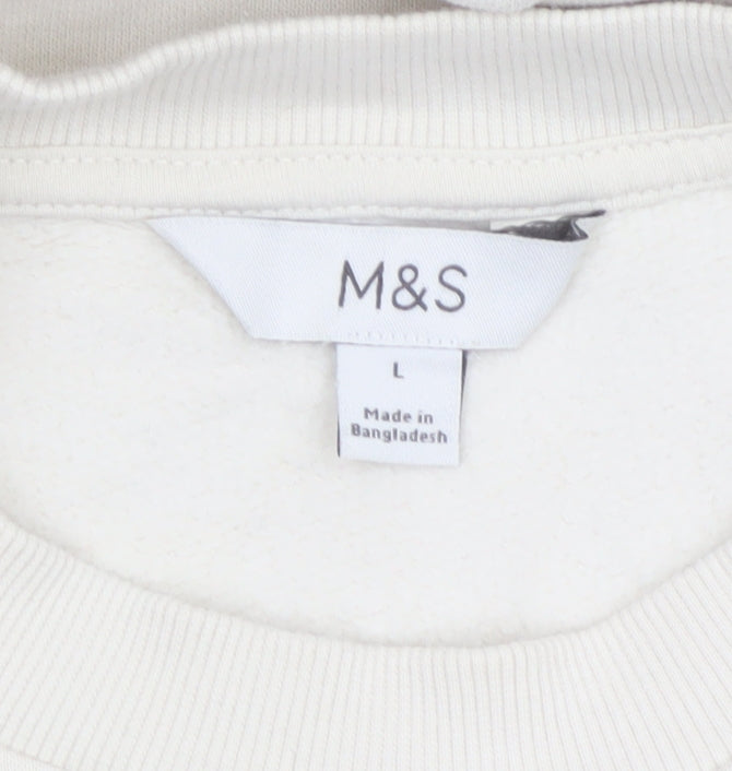 Marks and Spencer Women Ivory L Pullover Balloon Sleeve Sweatshirt
